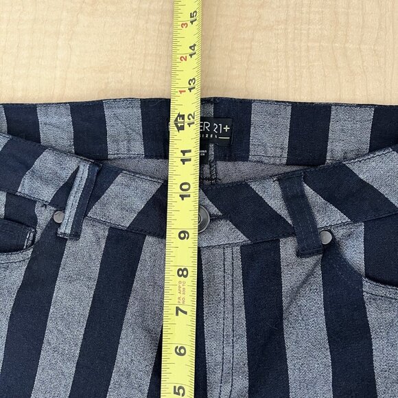 Forever 21 Women's Striped Pants Plus Size 14 Skinny Mid Rise Stretch Grey/Navy - Picture 10 of 11